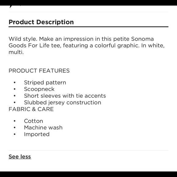 NEW SONOMA Butterfly Embroidery Tee Shirt Striped Petite XS Off White Women’s - Picture 7 of 16